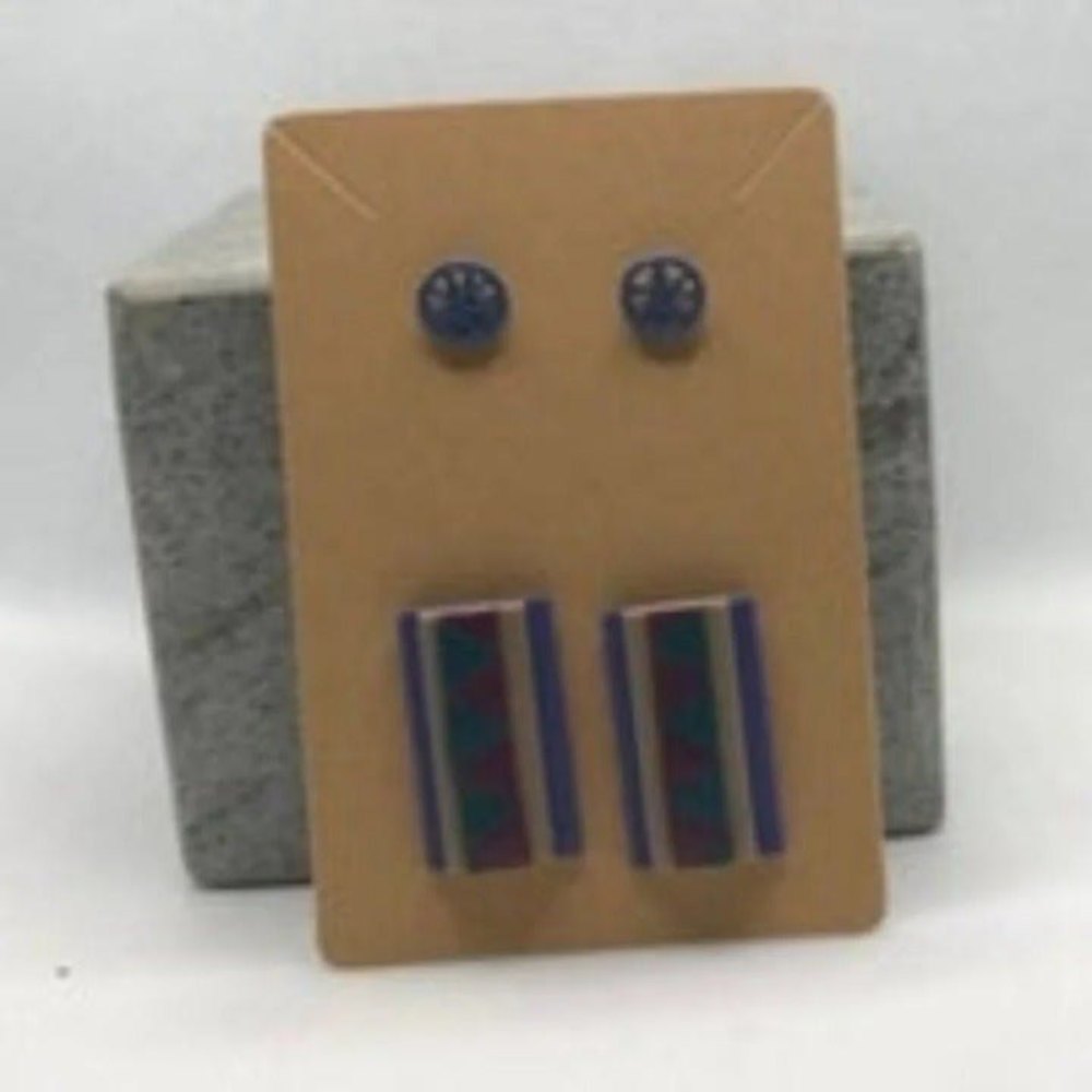 Unique Fashion Earring Set Blue & Purple